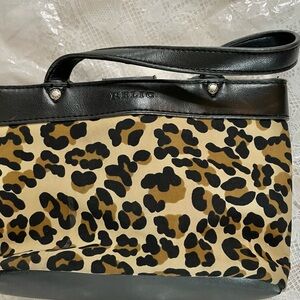 Relic Leopard Print Women's Bag - Black leather and Brown